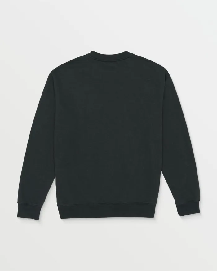 Cement Crew Sweatshirt 8211 Washed Black Heather Mens Volcom Hoodies and Sweatshirts