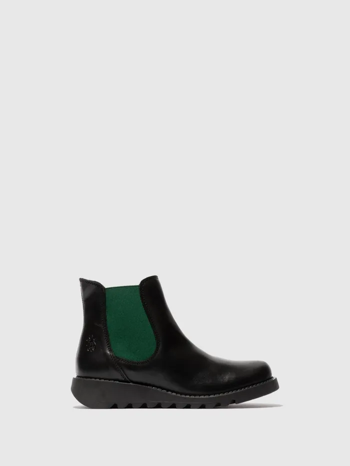 Chelsea Ankle Boots SALV195FLY BLACK TEAL ELASTIC Women Fly London Ankle Boots