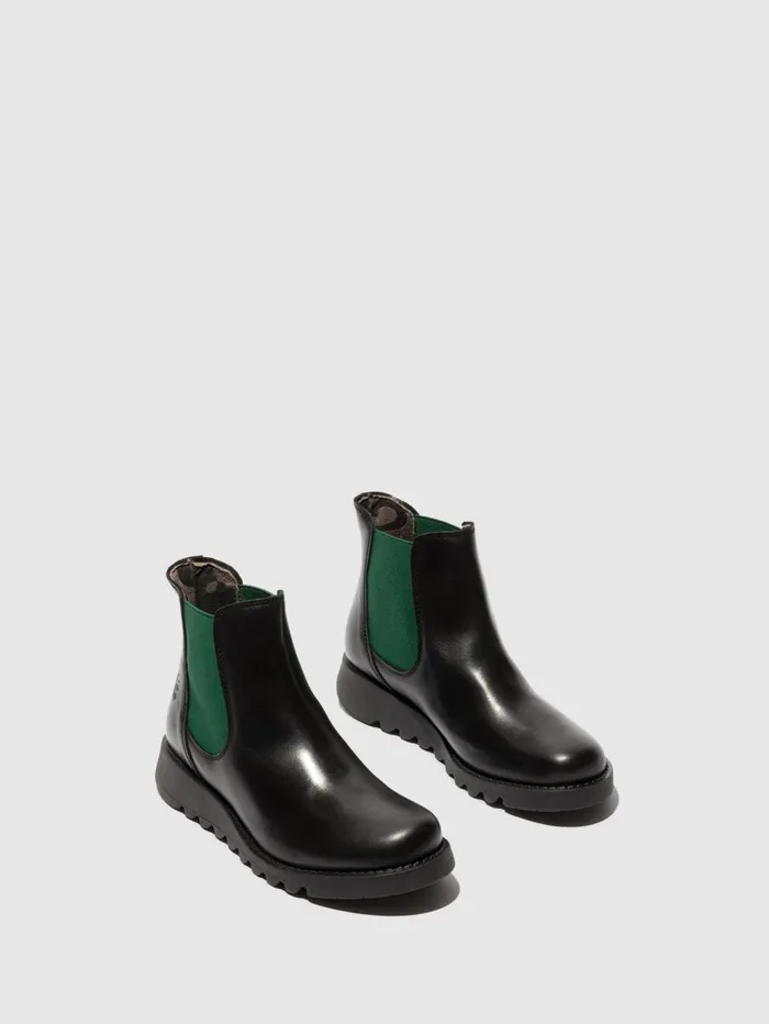 Chelsea Ankle Boots SALV195FLY BLACK TEAL ELASTIC Women Fly London Ankle Boots
