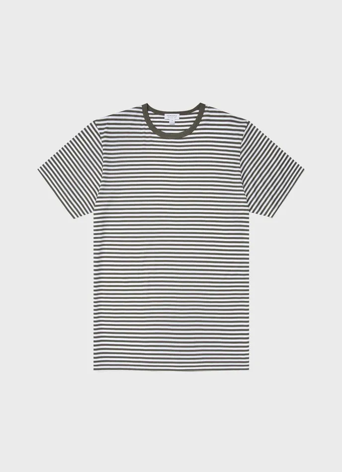 Classic Tshirt Hunter Greenwhite English Stripe Men SUNSPEL Tshirts