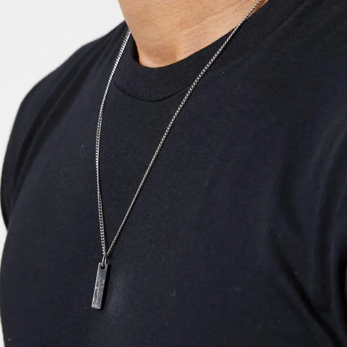 Closure London Bar Pendant Necklace Silver Men Jewellery