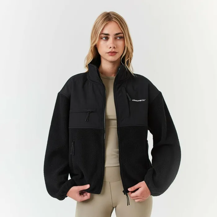Closure London Borg Fleece Tech Jacket Black Women Coats and Jackets