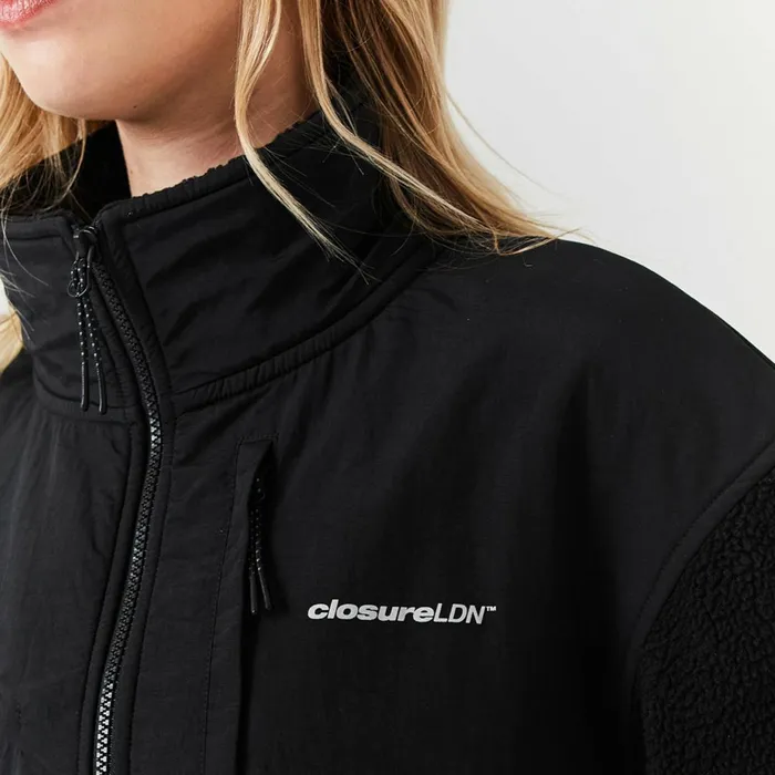 Closure London Borg Fleece Tech Jacket Black Women Coats and Jackets