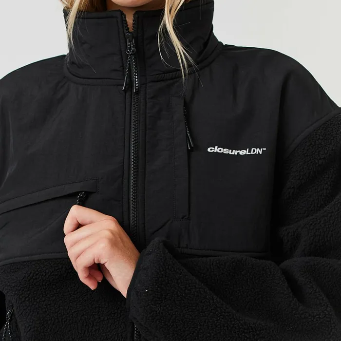 Closure London Borg Fleece Tech Jacket Black Women Coats and Jackets