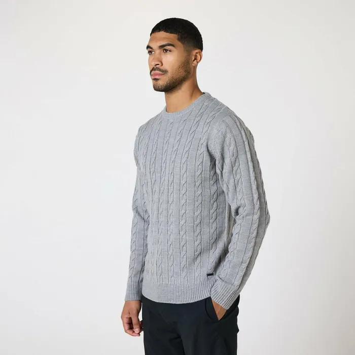 Closure London Cable Knit Crewneck Grey Marl Men Pants