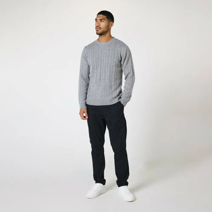 Closure London Cable Knit Crewneck Grey Marl Men Pants