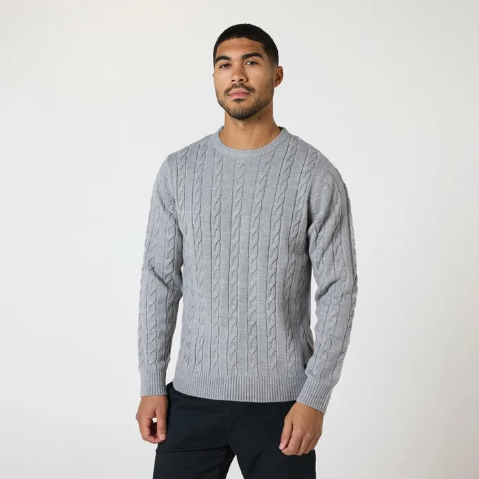 Closure London Cable Knit Crewneck Grey Marl Men Pants