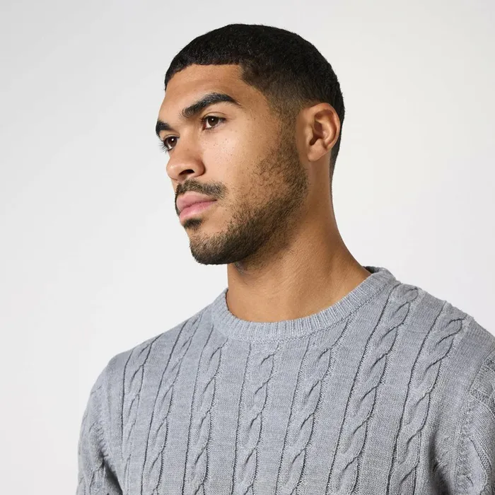 Closure London Cable Knit Crewneck Grey Marl Men Pants