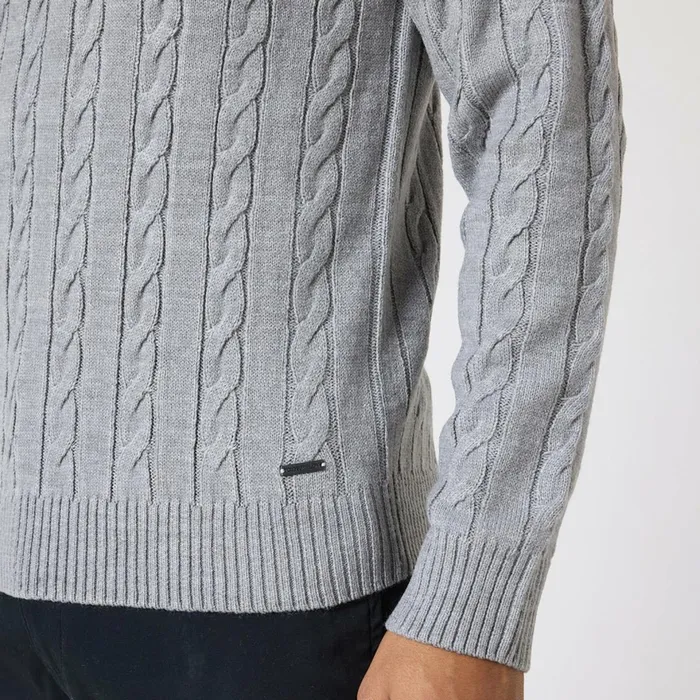 Closure London Cable Knit Crewneck Grey Marl Men Pants