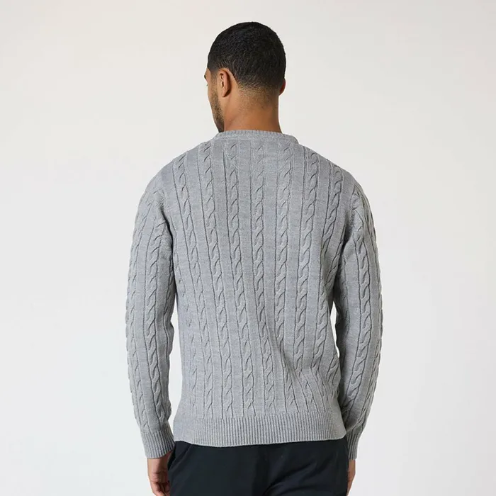 Closure London Cable Knit Crewneck Grey Marl Men Pants