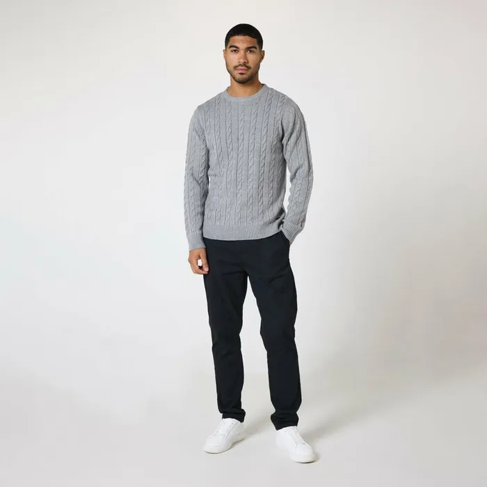 Closure London Cable Knit Crewneck Grey Marl Men Pants