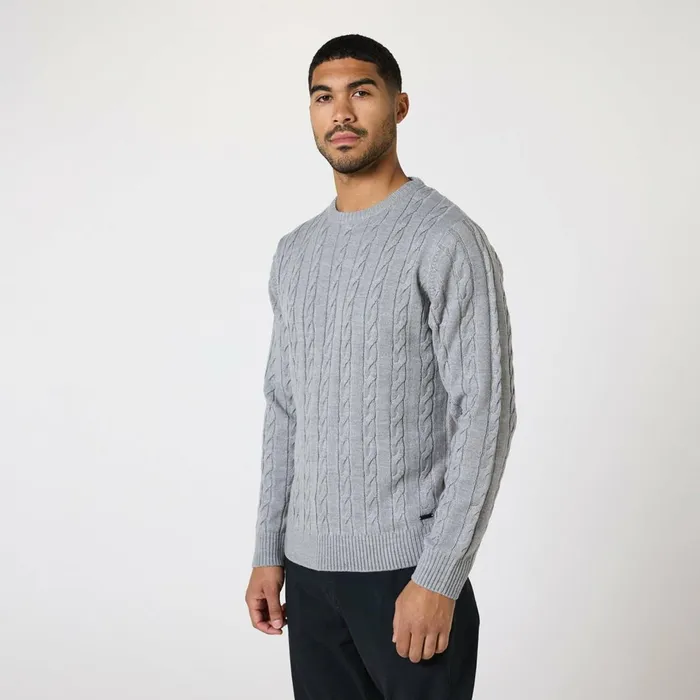 Closure London Cable Knit Crewneck Grey Marl Men Pants