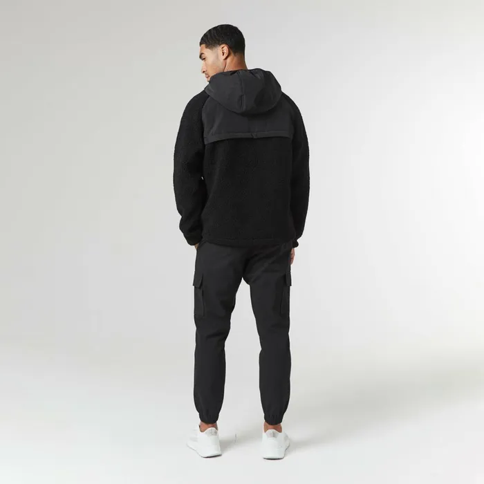 Closure London Crinkle Borg Panel Jacket Black Men Coats and Jackets