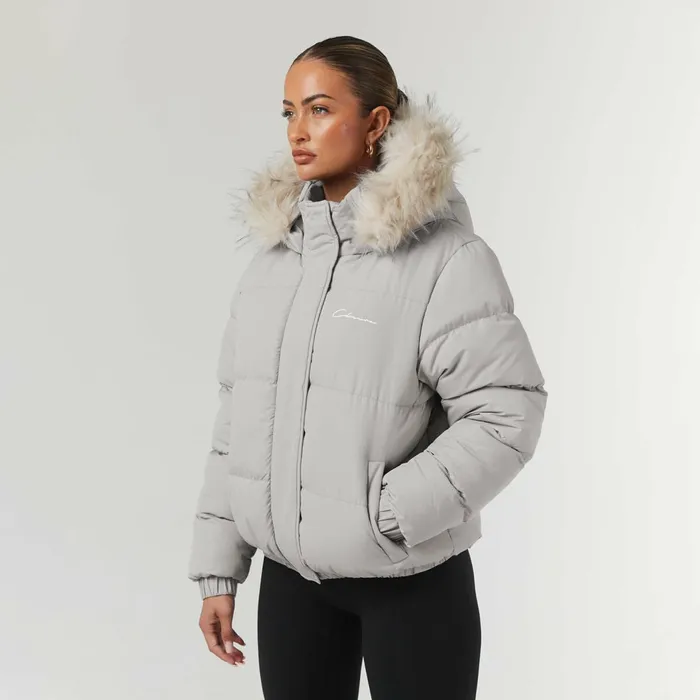 Closure London Faux Fur Cropped Puffer Mushroom Women Coats and Jackets