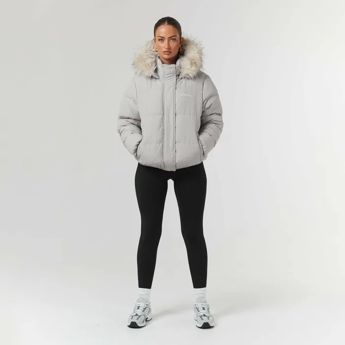 Closure London Faux Fur Cropped Puffer Mushroom Women Coats and Jackets