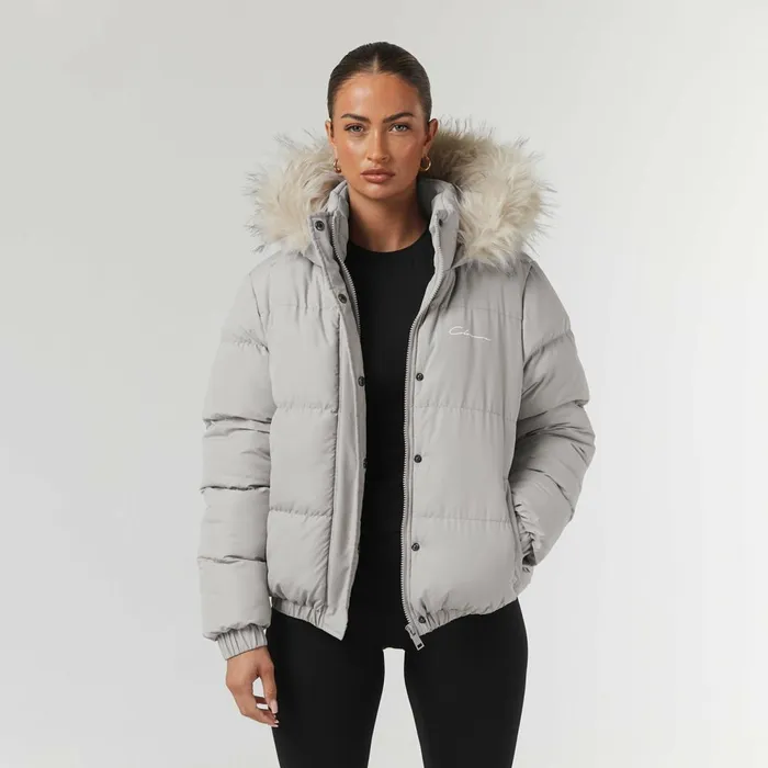 Closure London Faux Fur Cropped Puffer Mushroom Women Coats and Jackets