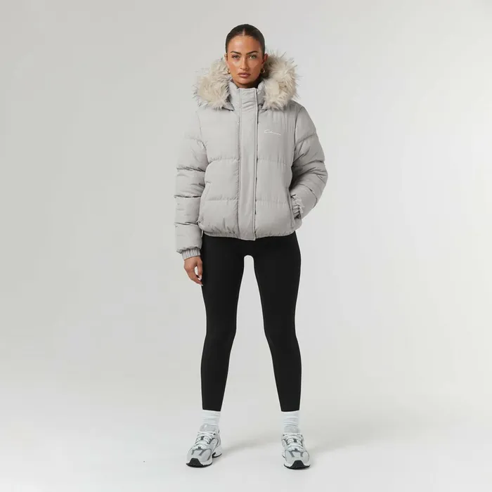 Closure London Faux Fur Cropped Puffer Mushroom Women Coats and Jackets