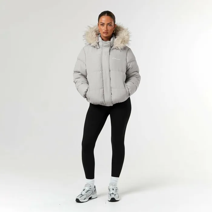 Closure London Faux Fur Cropped Puffer Mushroom Women Coats and Jackets