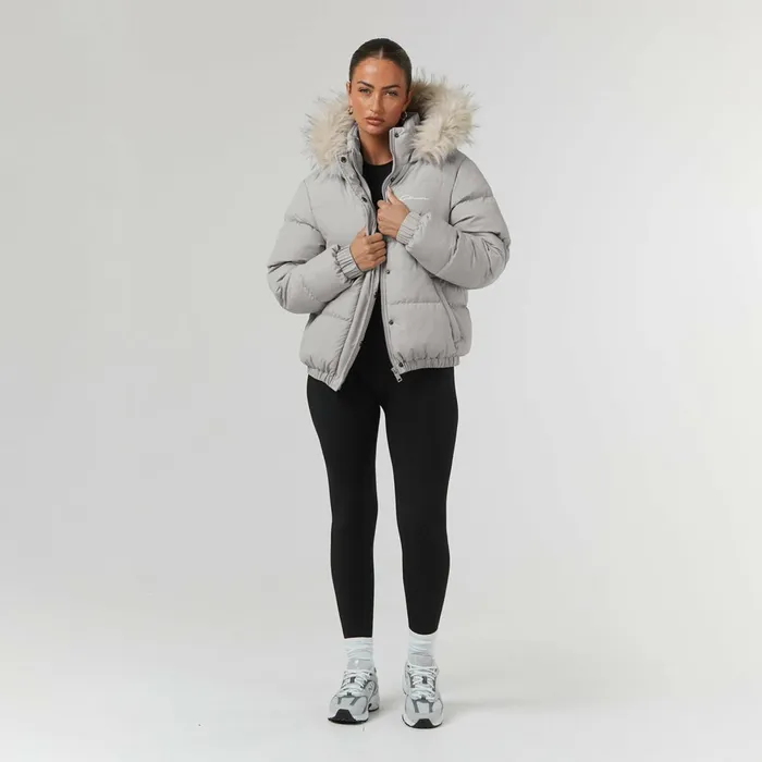 Closure London Faux Fur Cropped Puffer Mushroom Women Coats and Jackets