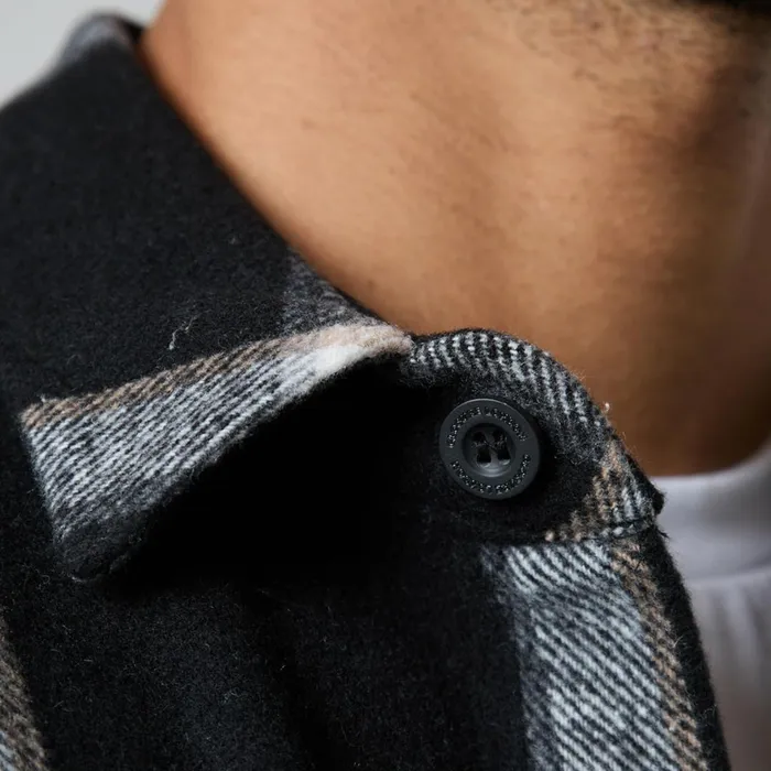 Closure London Flannel Check Shirt Black Men Overshirts