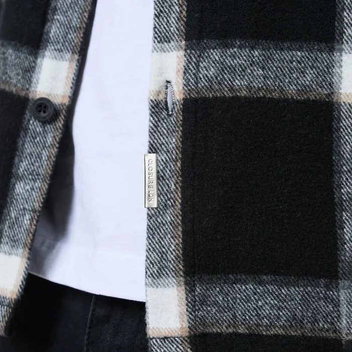 Closure London Flannel Check Shirt Black Men Overshirts