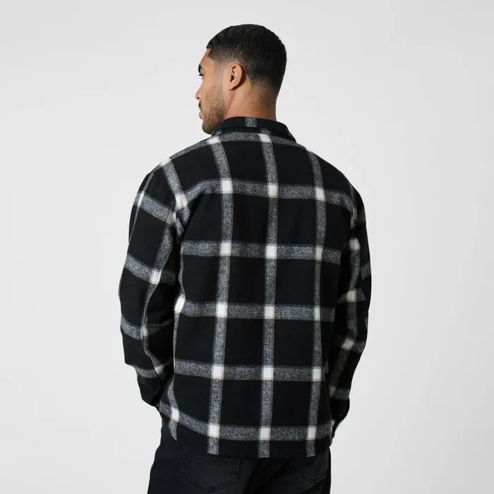 Closure London Flannel Check Shirt Black Men Overshirts