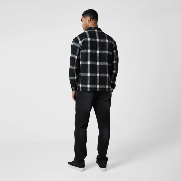 Closure London Flannel Check Shirt Black Men Overshirts