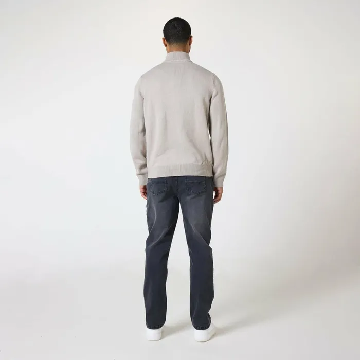Closure London Knit 14 Zip Funnel Neck Stone Men Knitwear