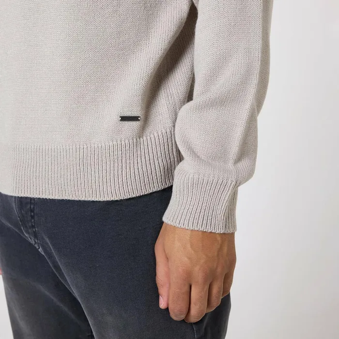 Closure London Knit 14 Zip Funnel Neck Stone Men Knitwear
