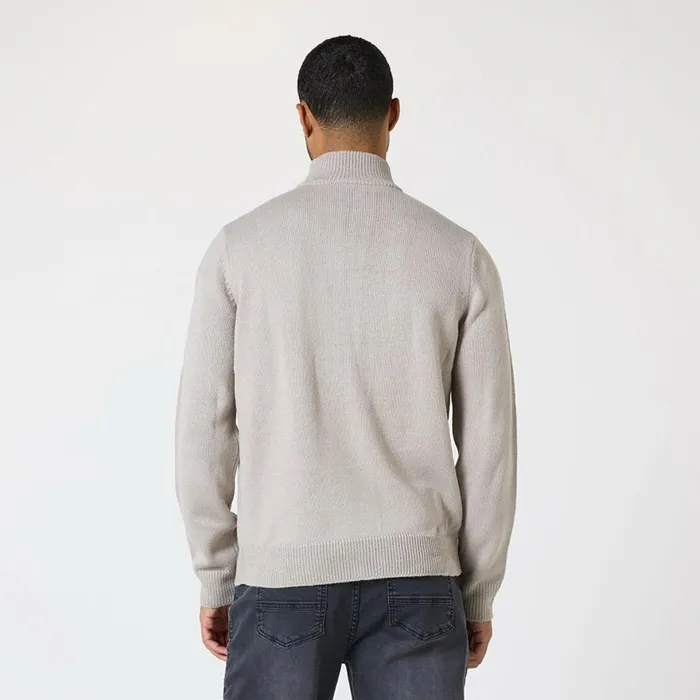 Closure London Knit 14 Zip Funnel Neck Stone Men Knitwear