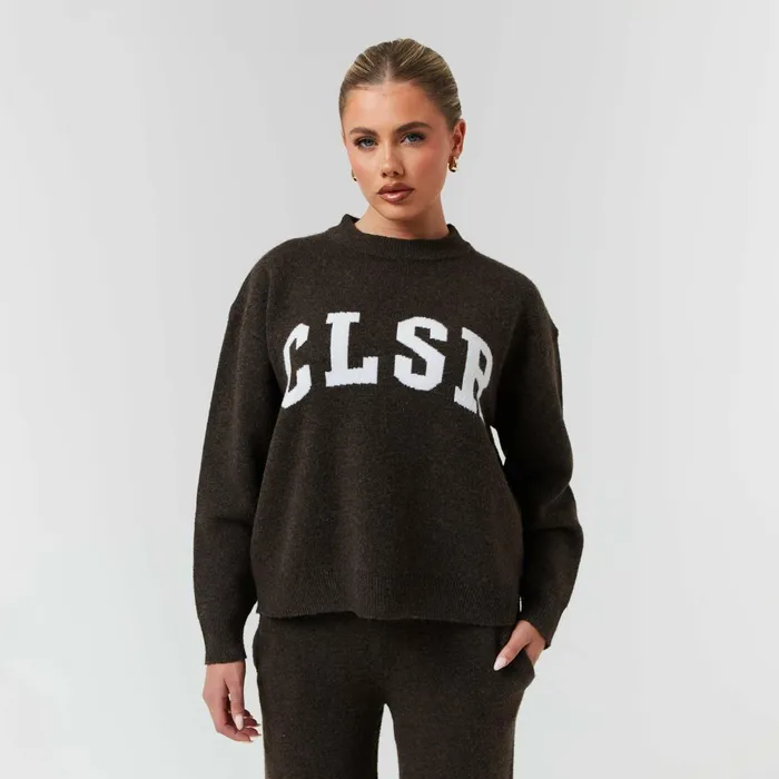 Closure London Knit Crewneck Brown Marl Women Knitwear