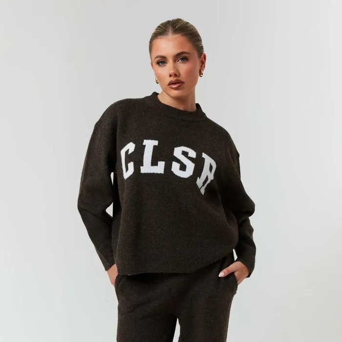 Closure London Knit Crewneck Brown Marl Women Knitwear