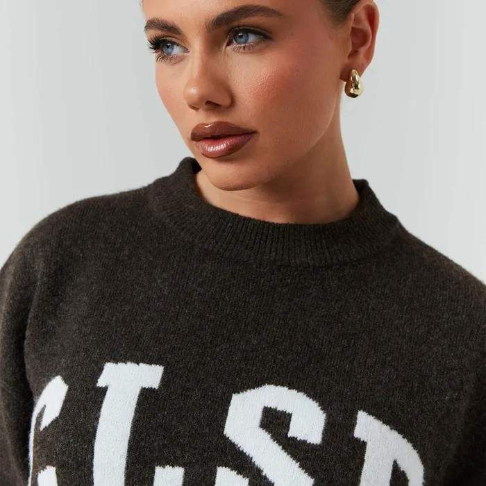 Closure London Knit Crewneck Brown Marl Women Knitwear
