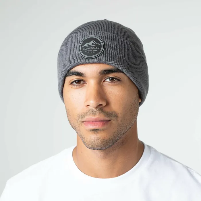 Closure London Outdoor Circle Badge Beanie Charcoal Men Headwear