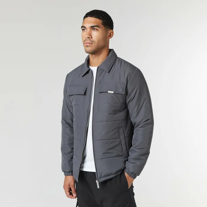 Closure London Quilted Overshirt Jacket Charcoal Men Coats and Jackets