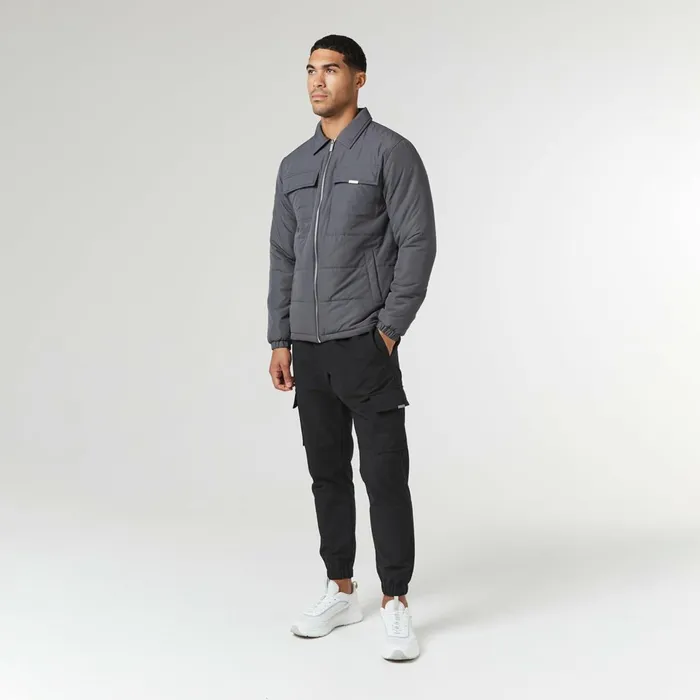 Closure London Quilted Overshirt Jacket Charcoal Men Coats and Jackets