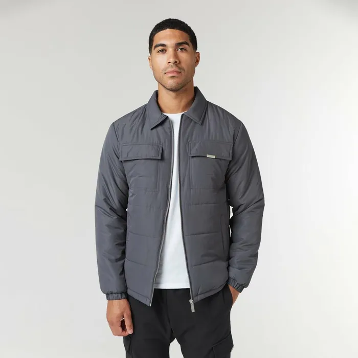 Closure London Quilted Overshirt Jacket Charcoal Men Coats and Jackets