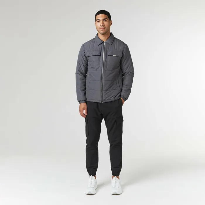 Closure London Quilted Overshirt Jacket Charcoal Men Coats and Jackets