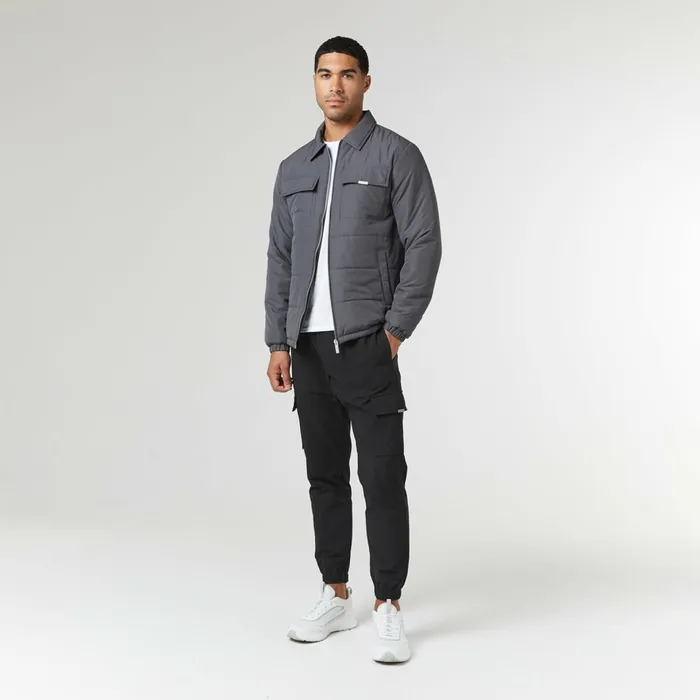 Closure London Quilted Overshirt Jacket Charcoal Men Coats and Jackets