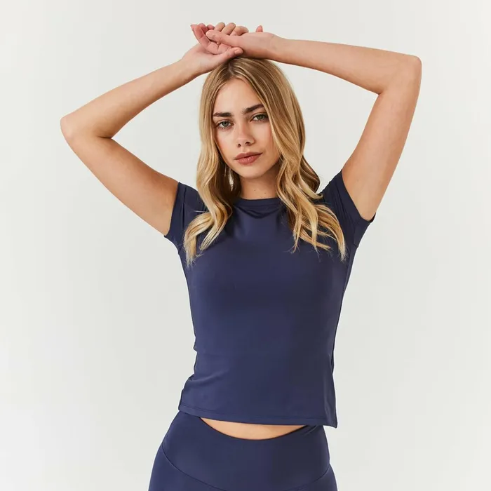 Closure London Second Skin Crop Top Midnight Blue Women TShirts
