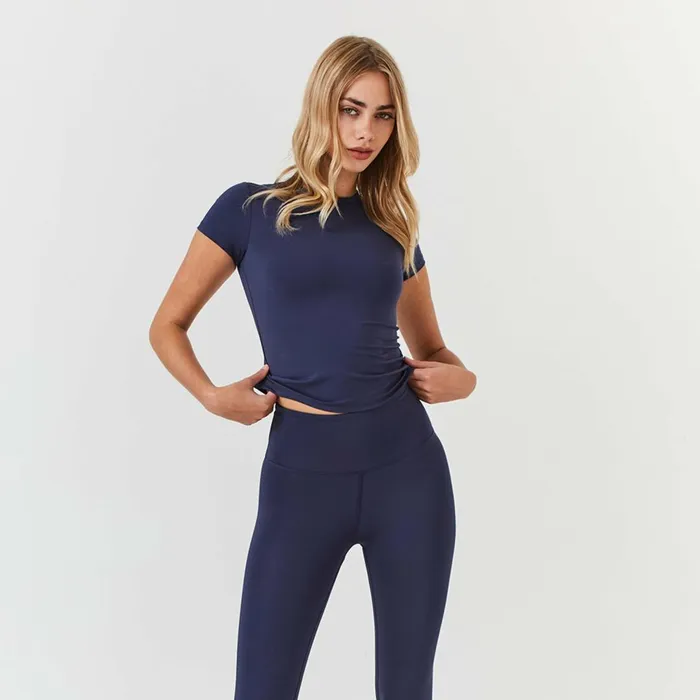 Closure London Second Skin Crop Top Midnight Blue Women TShirts