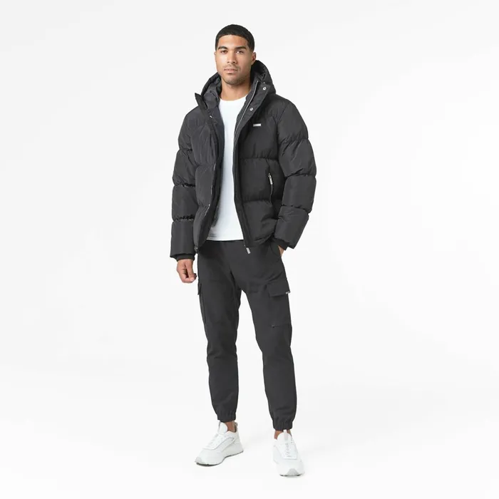 Closure London Smart Crinkle Nylon Puffer Jacket Black Men Coats and Jackets