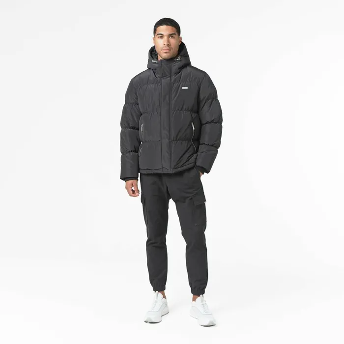 Closure London Smart Crinkle Nylon Puffer Jacket Black Men Coats and Jackets