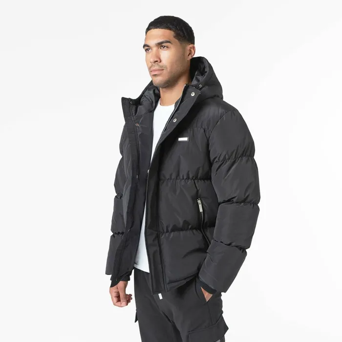 Closure London Smart Crinkle Nylon Puffer Jacket Black Men Coats and Jackets