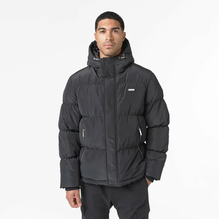 Closure London Smart Crinkle Nylon Puffer Jacket Black Men Coats and Jackets