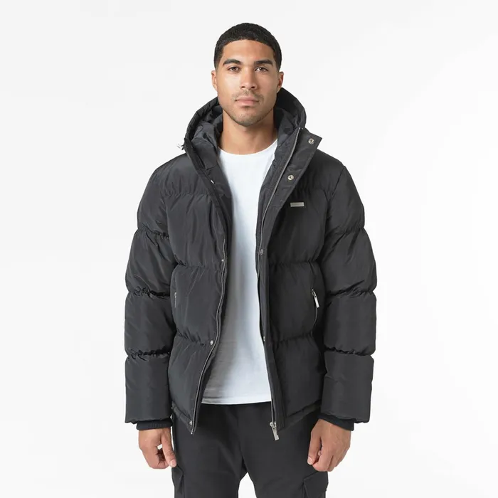 Closure London Smart Crinkle Nylon Puffer Jacket Black Men Coats and Jackets