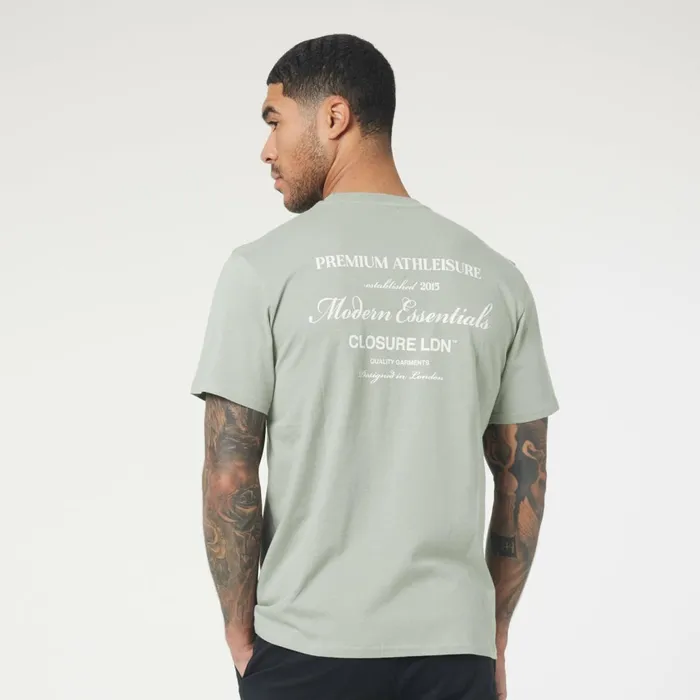 Closure London Stacked Script Relaxed Fit TShirt Sage Men TShirts