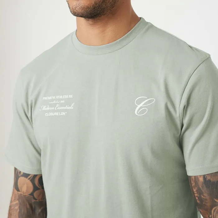 Closure London Stacked Script Relaxed Fit TShirt Sage Men TShirts
