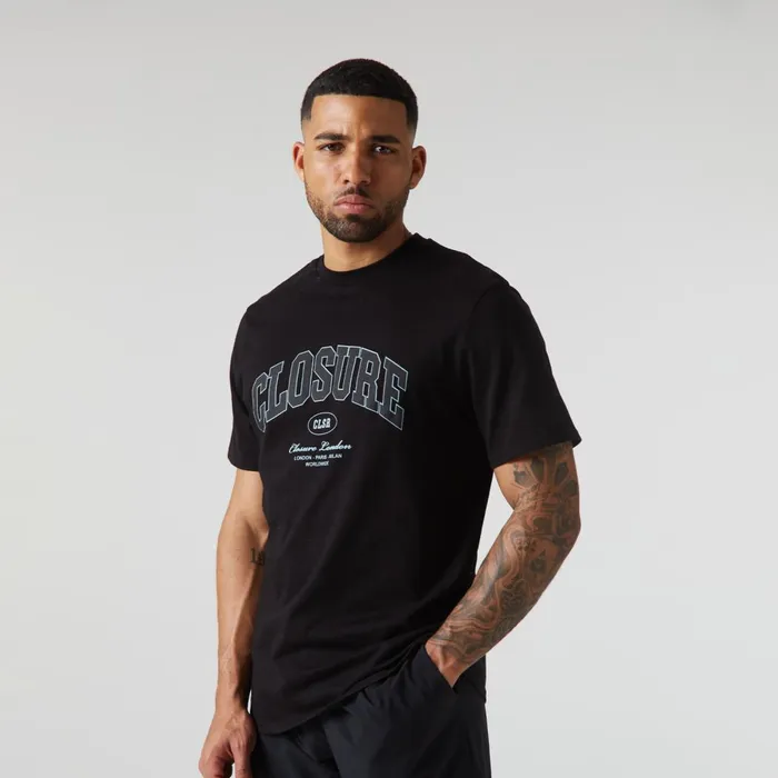 Closure London Varsity TShirt Black Men TShirts