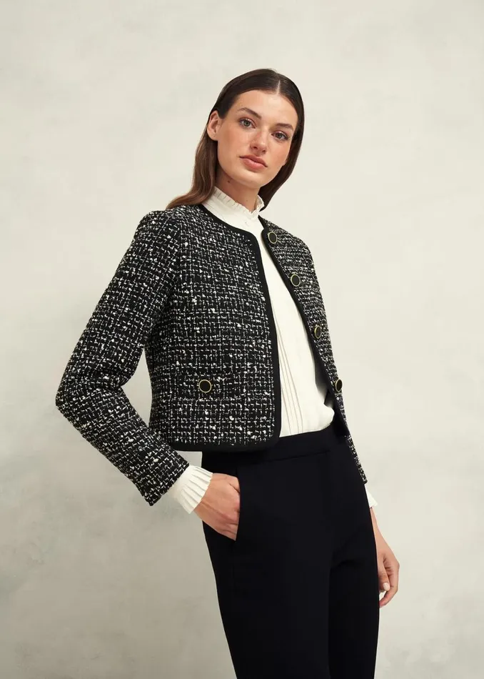 Coats and Jackets Women HOBBS Emilia Tweed Jacket Black Ivory